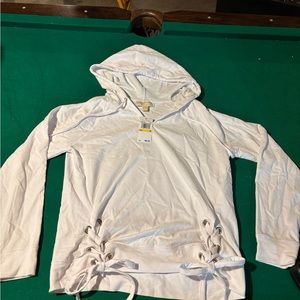 New with tags! Michael Kors White Lace-Up Hoodie in Medium